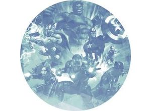 4055065180316 - Fototapete »Avengers Blue Power« glatt Comic Retro bedruckt mehrfarbig BxH 128x128 cm selbstklebend blau|schwarz|weiß