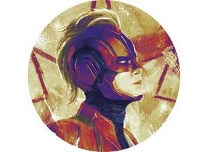 4055065180545 - Fototapete »Avengers Painting Captain Marvel Helmet« glatt Comic Retro bedruckt mehrfarbig BxH 128x128 cm selbstklebend braun|bunt|rot|schwarz