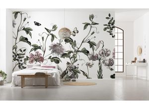 4055065200632 - Fototapete KOMAR Digitaldruck Vlies - Paradis de Papillons - Größe 400 x 250 cm grün (weißgrün) Rollen Vlies Tapeten Wohnzimmer Schlafzimmer