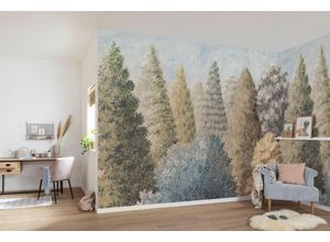 4055065200878 - Fototapete KOMAR Digitaldruck Vlies - Painted Woods - Größe 400 x 250 cm grün Rollen Vlies Tapeten Wohnzimmer Schlafzimmer