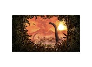 4055065390210 - Fototapete »Brachiosaurus Panorama« glatt Comic Retro bedruckt mehrfarbig BxH 500x280 cm bunt