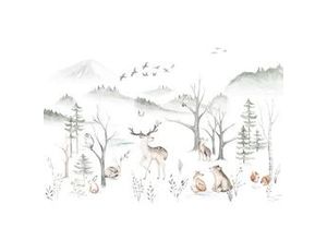 4055065390340 - Fototapete »Cozy Woods« glatt Comic Retro bedruckt mehrfarbig BxH 400x280 cm bunt