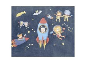 4055065390364 - Fototapete »Friends in Space« glatt Comic Retro bedruckt mehrfarbig BxH 350x280 cm bunt