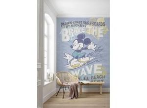 4055065410147 - Fototapete »Mickey Brave the Wave« glatt Comic Retro bedruckt mehrfarbig BxH 200x280 cm blau|bunt|schwarz|weiß