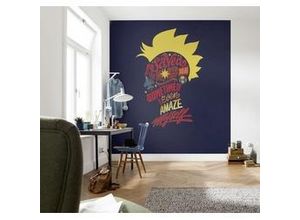 4055065410635 - Fototapete »Captain Marvel saves the World« glatt Comic Retro bedruckt mehrfarbig BxH 250x280 cm bunt|gelb|rot|schwarz