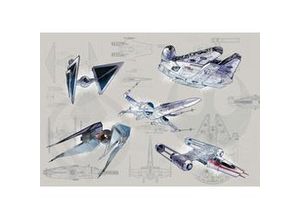 4055065510625 - Fototapete »Star Wars Blueprint Light« glatt Weltall futuristisch mehrfarbig (Packung) blau|grau