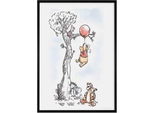 4055065991202 - Bild mit Rahmen KOMAR Bilderrahmen Holz Black Wandbild Winnie The Pooh Hang on als Set Bilder Gr B 50 cm Poster im Holzrahmen bunt Bilder mit Rahmen