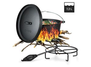 4055068005647 - Galloway Dutch Oven 90 BBQ-Topf Gusseisen voreingebrannt Größe l   9 qt - Schwarz - Klarstein