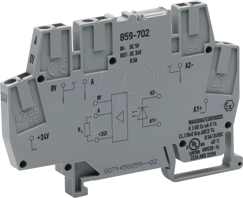 4055143604673 - 859-702 - Optokopplermodul E DC 5 V A DC 0 … 24 V 05 A grau