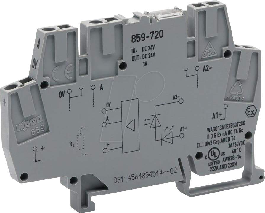 4055143604802 - 859-720 - Optokopplermodul E DC 24 V A DC 0 … 24 V 6 A grau