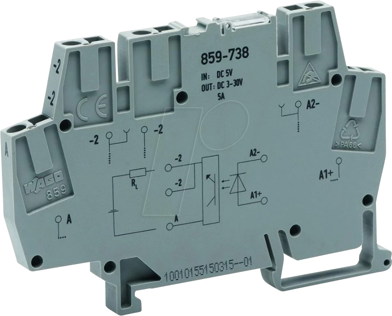 4055143605359 - 859-738 - Optokopplermodul E DC 5 V A DC 3 … 30 V 5 A grau