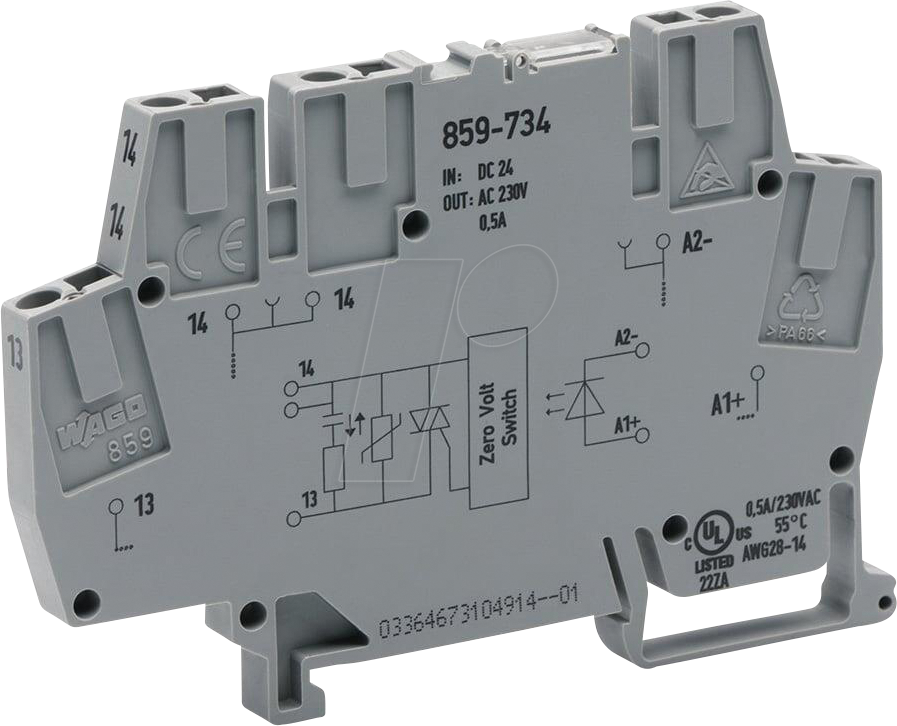 4055144130027 - 859-734 - Optokopplermodul E DC 24 V A AC 24 … 260 V 05 A lichtgrau