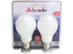 4055193193929 - Mm_unverified_brand - led Leuchtmittel 60W warmweiß 2er-Set Energiesparlampe E27 Birnenform Glühbirne