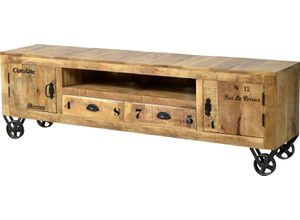 4055195019210 - Lowboard Rustic Sideboards Gr B H T 200 cm x 55 cm x 40 cm 2 beige (natur) Lowboards Shabby Chic Vintage