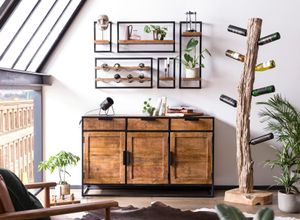 4055195143007 - Wandregal Sidney Regale Gr B H T 120 cm x 75 cm x 25 cm schwarz (schwarz natur) Hängeregale