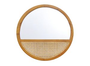 4055195535505 - Wandspiegel Spiegel Gr B H T 60 cm x 60 cm x 3 cm Ø 60 cm rund mit Rattan beige (natur) Wandspiegel Rattangeflecht im unteren Drittel des Spiegels