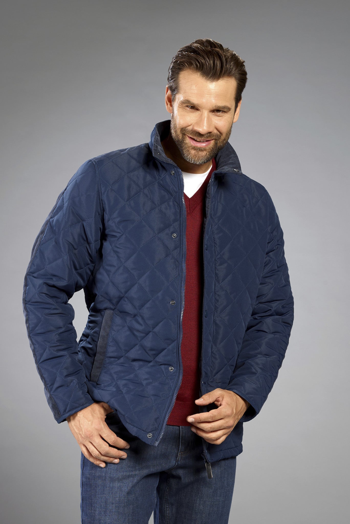 4055316449568 - BEN BRIX Herren Steppjacke mit Stehkragen navy blau Größe XXL