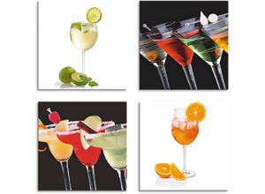 4055327000628 - Leinwandbild ARTLAND Hugo Martinis Margaritas Aperol Spritz Bilder Gr B H 20 cm x 20 cm Leinwandbild Getränke quadratisch 4 St weiß Bild Leinwandbild Leinwandbilder Bilder 4er Set verschiedene Größen