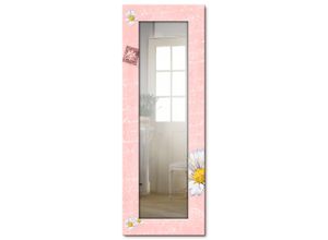 4055327009072 - Dekospiegel ARTLAND Gänseblümchen auf rosa Spiegel Gr B H T 504 cm x 1404 cm x 16 cm pink Dekospiegel Spiegel gerahmter Ganzkörperspiegel Wandspiegel mit Motivrahmen Landhaus