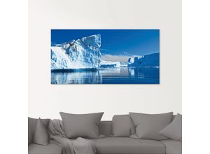 4055327014007 - Glasbild ARTLAND Eisberge - Diskobucht Grönland Bilder Gr B H 80 cm x 60 cm Glasbild Arktis 1 St blau Glasbilder in verschiedenen Größen