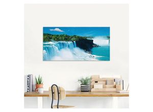 4055327015554 - Glasbild ARTLAND Niagara Bilder Gr B H 80 cm x 60 cm Glasbild Gewässer 1 St blau Glasbilder in verschiedenen Größen