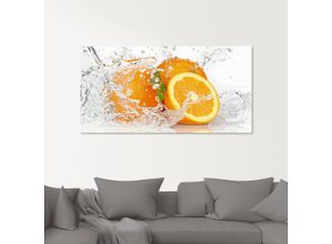 4055327020374 - Glasbild ARTLAND Orange mit Spritzwasser Bilder Gr B H 100 cm x 50 cm Glasbild Süßspeisen 1 St orange Glasbilder in verschiedenen Größen