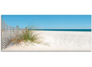 4055327023665 - Glasbild ARTLAND Schöne Sanddüne mit Gräsern und Zaun Bilder Gr B H 125 cm x 50 cm Glasbild Strand 1 St beige (naturfarben) Glasbilder in verschiedenen Größen