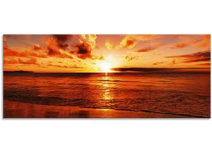 4055327024051 - Glasbild ARTLAND Schöner Sonnenuntergang Strand Bilder Gr B H 125 cm x 50 cm Glasbild Gewässer 1 St orange Glasbilder in verschiedenen Größen