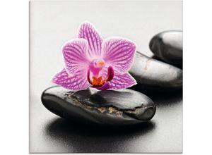 4055327024570 - Glasbild ARTLAND Spa-Konzept mit Zen Steinen und Orchidee Bilder Gr B H 20 cm x 20 cm Zen 1 St grau Glasbilder Bilder in verschiedenen Größen