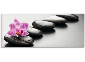 4055327024655 - Glasbild ARTLAND Spa-Konzept mit Zen Steinen und Orchidee Bilder Gr B H 125 cm x 50 cm Glasbild Zen 1 St grau Glasbilder in verschiedenen Größen