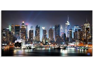 4055327031158 - Glasbild ARTLAND New York City Times Square Bilder Gr B H 100 cm x 50 cm Glasbild Amerika 1 St blau Glasbilder in verschiedenen Größen