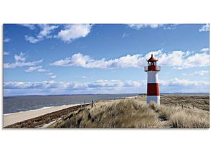 4055327032445 - Glasbild ARTLAND Leuchtturm Sylt Bilder Gr B H 100 cm x 50 cm Glasbild Gebäude 1 St blau Glasbilder in verschiedenen Größen