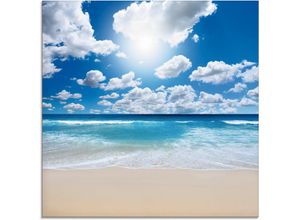 4055327040082 - Glasbild ARTLAND Großartige Strandlandschaft Bilder Gr B H 20 cm x 20 cm Strand 1 St blau Glasbilder Bilder in verschiedenen Größen