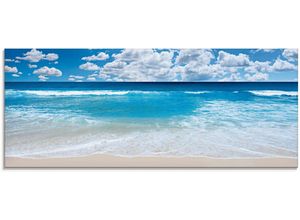 4055327040167 - Glasbild ARTLAND Großartige Strandlandschaft Bilder Gr B H 125 cm x 50 cm Glasbild Strand 1 St blau Glasbilder in verschiedenen Größen