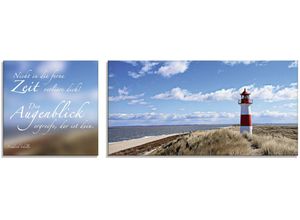 4055327048613 - Glasbild ARTLAND Zitatenbild Leuchtturm Sylt Bilder Gr B H 60 cm x 30 cm Glasbild Sprüche & Te x te 2 St blau Glasbilder in verschiedenen Größen