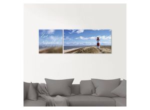 4055327048620 - Glasbild ARTLAND Zitatenbild Leuchtturm Sylt Bilder Gr B H 100 cm x 50 cm Glasbild Sprüche & Te x te 2 St blau Glasbilder in verschiedenen Größen