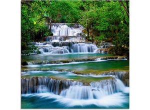 4055327057738 - Glasbild ARTLAND Tiefen Wald Wasserfall Bilder Gr B H 30 cm x 30 cm Gewässer 1 St grün Glasbilder Bilder in verschiedenen Größen