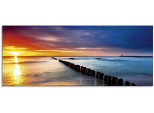 4055327058049 - Glasbild ARTLAND Ostsee mit schönem Sonnenaufgang Bilder Gr B H 125 cm x 50 cm Glasbild Strand 1 St blau Glasbilder in verschiedenen Größen