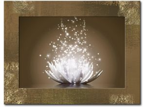 4055327061162 - Wandbild ARTLAND Magie der Lotus-Blume Bilder Gr B H 809 cm x 599 cm Wandbild Blumen 1 St braun Bild Metallbild Metallbilder Bilder 3D Optik gebogen