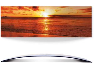 4055327064989 - Wandbild ARTLAND Schöner Sonnenuntergang Strand Bilder Gr B H 1104 cm x 554 cm Wandbild Gewässer 1 St orange Bild Metallbild Metallbilder Bilder 3D Optik gebogen