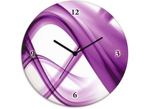 4055327068802 - Wanduhr ARTLAND Abstrakte Komposition (violett) Wanduhren Gr T 18 cm Funkuhr lila Wanduhren wahlweise mit Quarz- oder Funhuhrwerk lautlos ohne Tickgeräusche