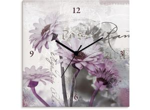 4055327085120 - Wanduhr ARTLAND Fotocollage - Gerberas lila Wanduhren Gr B H T 30 cm x 30 cm x 17 cm Funkuhr lila Wanduhren wahlweise mit Quarz- oder Funhuhrwerk lautlos ohne Tickgeräusche