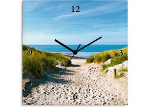 4055327085977 - Wanduhr ARTLAND Strand mit Sanddünen und Weg zur See Wanduhren Gr B H T 30 cm x 30 cm x 17 cm Funkuhr beige (natur) Wanduhren wahlweise mit Quarz- oder Funhuhrwerk lautlos ohne Tickgeräusche