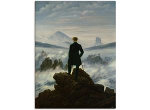 4055327091893 - Wandbild ARTLAND Der Wanderer über dem Nebelmeer Um 1818 Bilder Gr B H 90 cm x 120 cm Leinwandbild Mann 1 St blau Bild Leinwandbild Kunstdrucke Bilder als Leinwandbild Wandaufkleber oder Poster in versch Größen