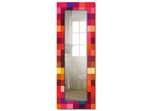 4055327136099 - Dekospiegel ARTLAND Patchwork rot Spiegel Gr B H T 504 cm x 1404 cm x 16 cm rot Dekospiegel Spiegel gerahmter Ganzkörperspiegel Wandspiegel mit Motivrahmen Landhaus