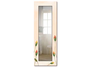 4055327136112 - Dekospiegel ARTLAND Bunte Mohnblumen Spiegel Gr B H T 504 cm x 1404 cm x 16 cm beige (naturfarben) Dekospiegel Spiegel gerahmter Ganzkörperspiegel Wandspiegel mit Motivrahmen Landhaus