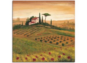 4055327138369 - Wandbild ARTLAND Toskanalandschaft mit Mohnblumen I Bilder Gr B H 30 cm x 30 cm Leinwandbild Bilder von Europa quadratisch 1 St braun Kunstdrucke als Alubild Leinwandbild Wandaufkleber oder Poster in versch Größen