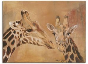 4055327150491 - Wandbild ARTLAND Giraffen Bilder Gr B H 120 cm x 90 cm Leinwandbild Wildtiere 1 St braun Bild Poster Bilder als Alubild Leinwandbild Wandaufkleber oder in versch Größen