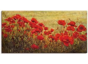 4055327157926 - Wandbild ARTLAND Mohnfeld Bilder Gr B H 150 cm x 75 cm Leinwandbild Blumenwiese 1 St rot Bild Metallbild Metallbilder Bilder als Alubild Leinwandbild Wandaufkleber oder Poster in versch Größen