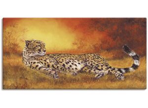 4055327157995 - Wandbild ARTLAND Gepard Bilder Gr B H 100 cm x 50 cm Leinwandbild Geparden Bilder Querformat 1 St orange Kunstdrucke als Alubild Leinwandbild Wandaufkleber oder Poster in versch Größen